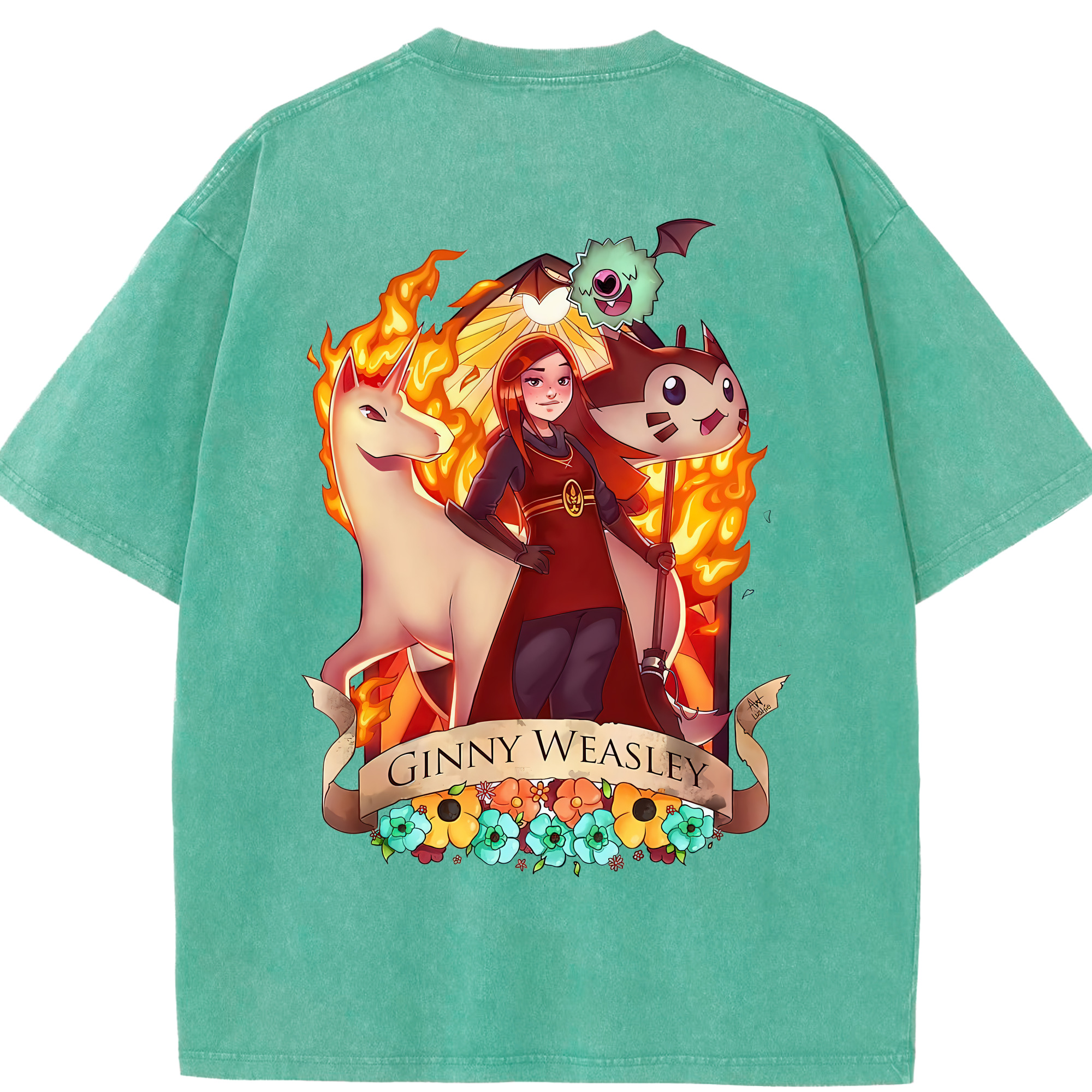 （画像用） Harry Potter ハリー・ポッターシリーズ 綿100% ヴィンテージ風 半袖Tシャツ（背面プリント）